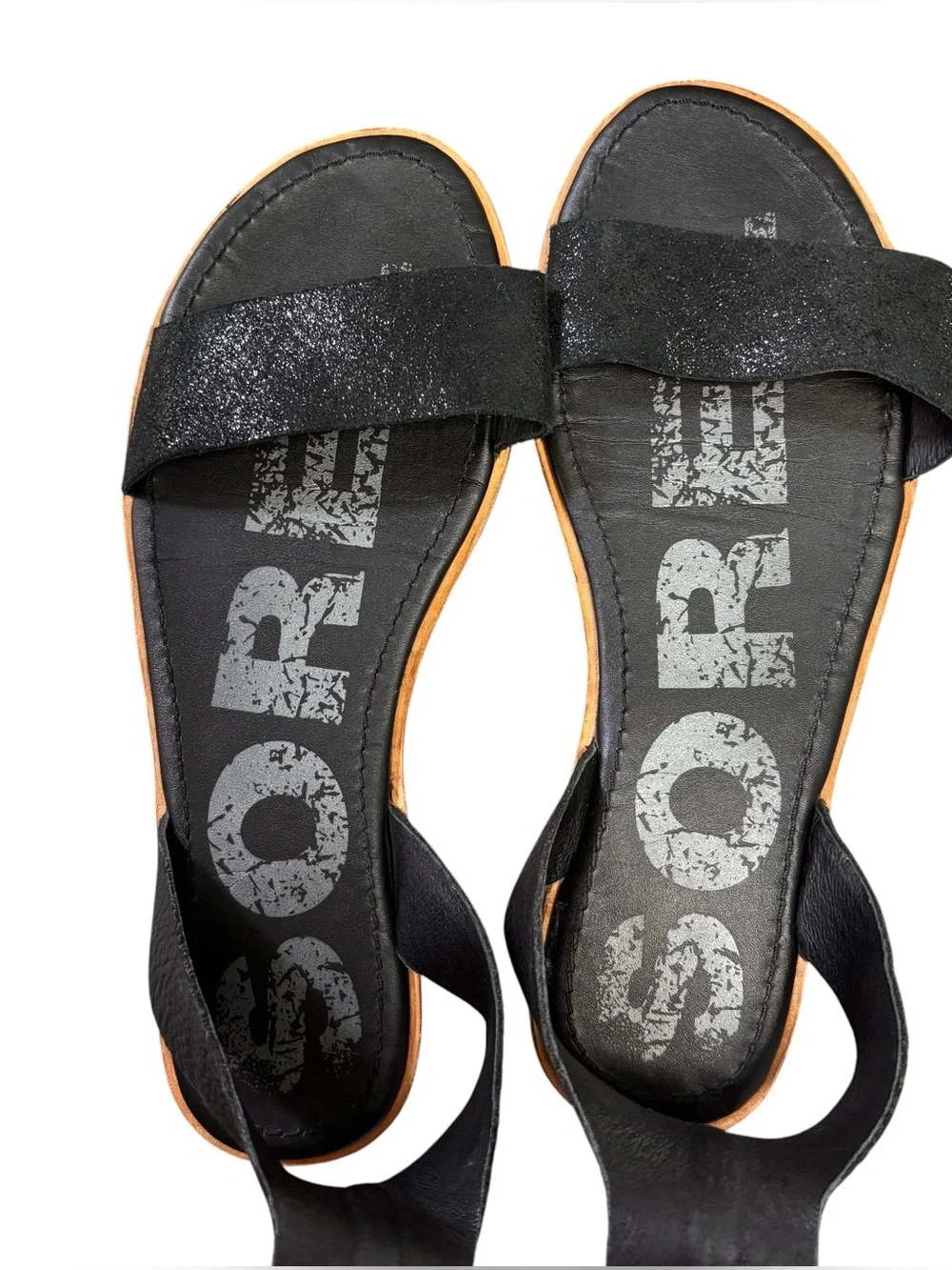 Sorel Joanie Ankle Black Leather Wrap Lace Sandals – Sz 8